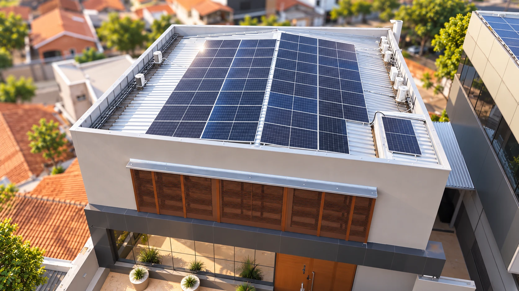 Telhado da Absolute Galvanica com paineis solares